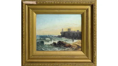 J. W. Richards, Sunset at King Edward's Bay, Tynemouth, oil on canvas