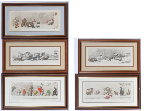 Boris O'Klein, Five Cartoons from the "Dirty Dogs of Paris" Series, three signed in pencil