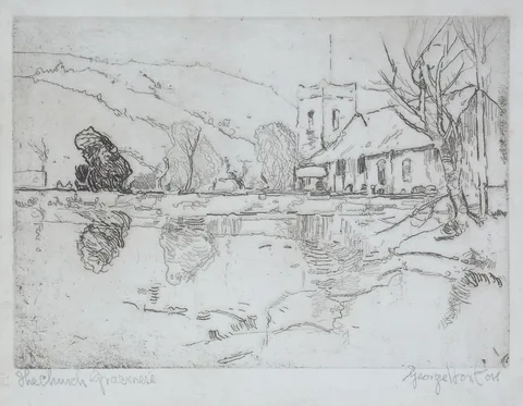 George Edward Horton, The Church, Grassmere, etching