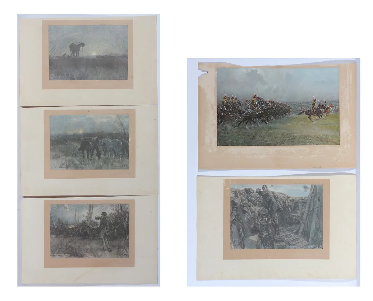 Gilbert Joseph Holiday, Great War Military Views, four pencil signed to the margin, and numbered