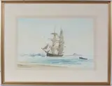 Cecil Peter Knox, Brigante Coming to Anchor, Holy Island, Northumberland