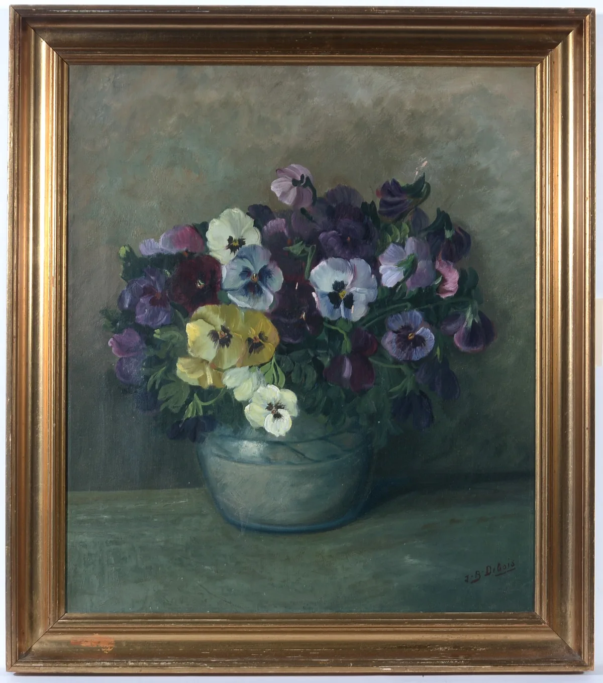 J. B. Dubois, Still Life with Pansies, oil on canvas