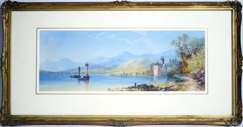 James Burrell Smith, Swiss Lakeland View, watercolour