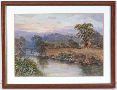 John Wilson Hepple, Twilight Landscape, watercolour