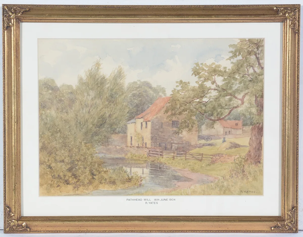 R. Yates, Path Head Mill Newcastle, 1934, watercolour