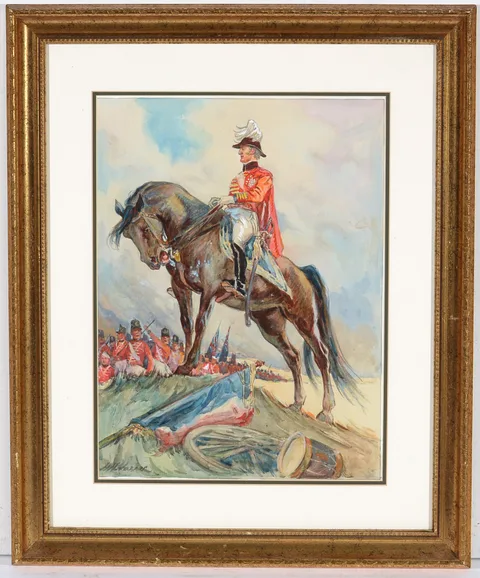Henry Hotham Harris, Into the Battle of Waterloo, watercolour