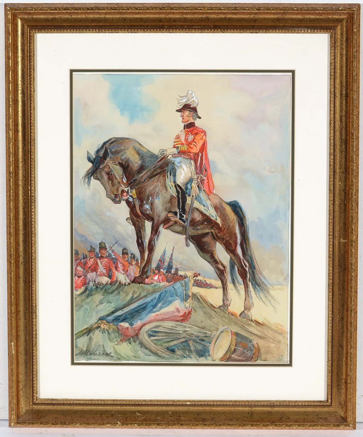 Henry Hotham Harris, Into the Battle of Waterloo, watercolour