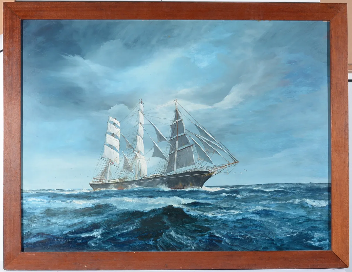 Alfred D. Drew, Clear Sailing, oil on board