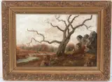 19th Century British School, Atmospheric Landscape with Gnarled Tree