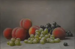 Barton S. Hays, Still Life of Peaches and Grapes, oil on canvas