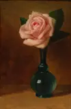 George Henry Hall, Pink Rose in Green Vase, circa 1880, oil on canvas