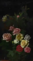 George Cochran Lambdin, Roses, oil on panel