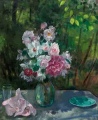 Martha Walter, Floral Arrangement on a Table, oil on canvas