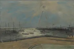 Joe Jones, Sail Boats and Reflections, 1947, oil on canvas
