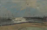 Joe Jones, Sail Boats and Reflections, 1947, oil on canvas