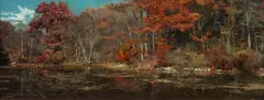 Robert E. McGinnis, Autumn on Poverty Hill Pond, oil on board