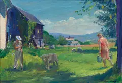 William Malherbe, Farm - Thetford, Vermont, 1945, oil on canvas