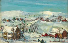 Walter Emerson Baum, Winter Scene, oil on board