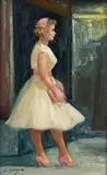 Clyde Singer, Sunday Dress, 1955, oil on canvas laid down on board