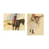 Henry Koehler, Roman Gentleman Jockey Unsaddling and The Gentleman on Horseback: A Pair of Works, watercolor, charcoal and graphite on paper, each and unframed, each