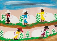 Clementine Hunter, Picking Cotton, oil on board