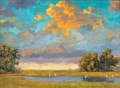 Albert E. Backus, Marsh at Dusk, oil on canvas
