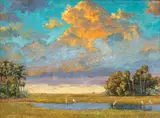 Albert E. Backus, Marsh at Dusk, oil on canvas