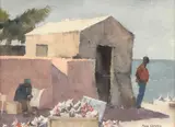 Paul Sample, Shells for Sale - Key West, watercolor and graphite on paper