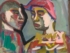 Josef Presser, Comédie-Française, watercolor, gouache and charcoal on paper laid down on board