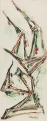 Acrobat Balancing by Chaim Gross, 1954, watercolor, ink and graphite on paper, sold Aug 2024