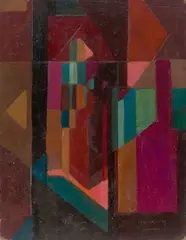 Earl Kerkam, Abstract, 1961, oil on board