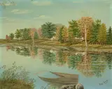 Pasquale, Rowboat on Lake Lauderdale, oil on canvas