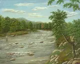Pasquale, Fishing in the Roaring Branch, oil on canvas