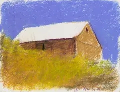Barn, Scrub in Front by Wolf Kahn, 2004, pastel on paper, sold Nov 2024