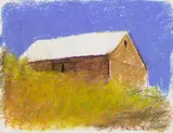 Wolf Kahn, Barn, Scrub in Front, 2004, pastel on paper