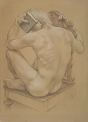 Paul Cadmus, The Victorian Chair NM 171, 1983, conté crayon on paper