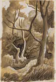 Thomas Hart Benton, Forest Landscape, ink and ink wash on paper