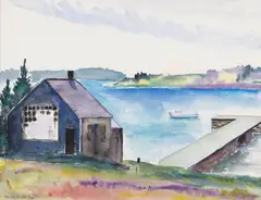 Ann Wyeth McCoy, Pa's Studio, circa 1930, watercolor and graphite on paper