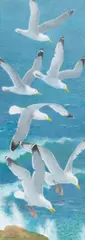 Douglas Allen, Seagulls, gouache on board