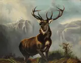 Arthur Fitzwilliam Tait, Stag on the Mountainside, 1876, oil on canvas