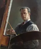 Abraham Bogdanove, Self Portrait, oil on Masonite