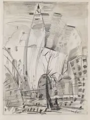 John Marin, Woolworth Building (Swaying), circa 1913-15, graphite on paper