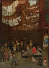 Jerome Myers, Schoolyard Games, oil on canvas
