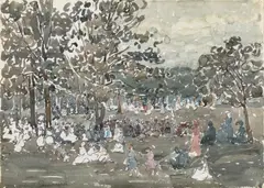 Central Park by Maurice Brazil Prendergast, circa 1907, watercolor and graphite on paper, sold Nov 2024