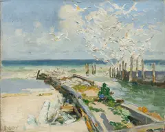 Gulls at Leland by Mathias Alten, 1936, oil on canvasboard, sold Nov 2024