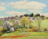 Mathias Alten, Hillside with Flowering Trees