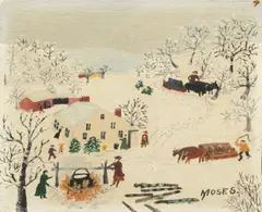 Grandma Moses, Sugaring Off, 1945, oil on Masonite