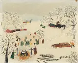 Grandma Moses, Sugaring Off, 1945, oil on Masonite