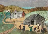 Grandma Moses, Catching the Thanksgiving Turkey, 1943, oil on Masonite