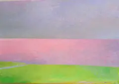 Wolf Kahn, Pink Light on the Sea, 1995, oil on canvas